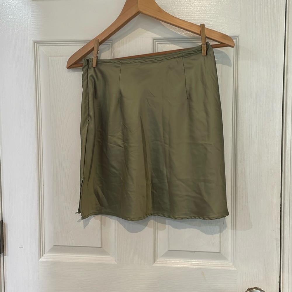 Green silk skirt